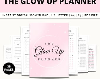 Glow Up Planner, Glow Up Guide, Beauty Planner, Skin Care Planner, Makeup Tracker, Self Care Journal, Weight Loss, Weight Tracker, Health