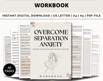 Separation Anxiety Worksheets for Adults, Separation Anxiety Coping Skills, Communication Skills, Attachment Theory, CBT, Therapy Workbook