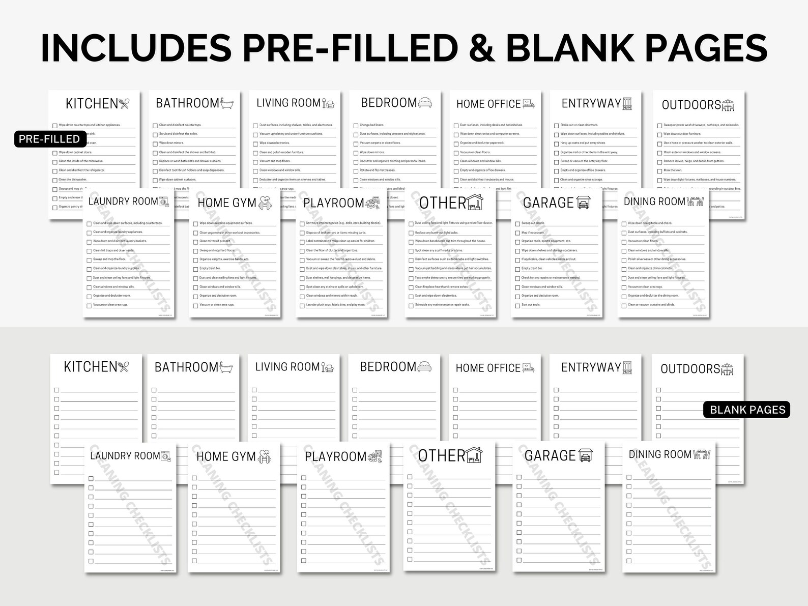 Cleaning Checklist, Printable Room by Room Cleaning Cards, Cleaning ...