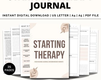 Starting Therapy Journal: Mental Health Worksheets, Self-Care (PDF)