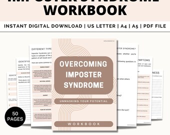 Werkbladen voor bedriegersyndroom, zelfsabotagewerkboek, overwin codependency, grenzen, zelfrespect, innerlijke criticus, genezing, therapieblad