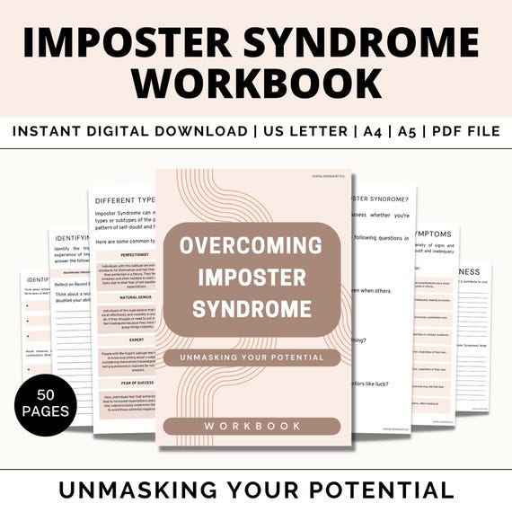 Imposter Syndrome Worksheets, Self Sabotage Workbook, Overcome Codependency, Boundaries, Self Esteem, Inner Critic, Healing, Therapy Sheet