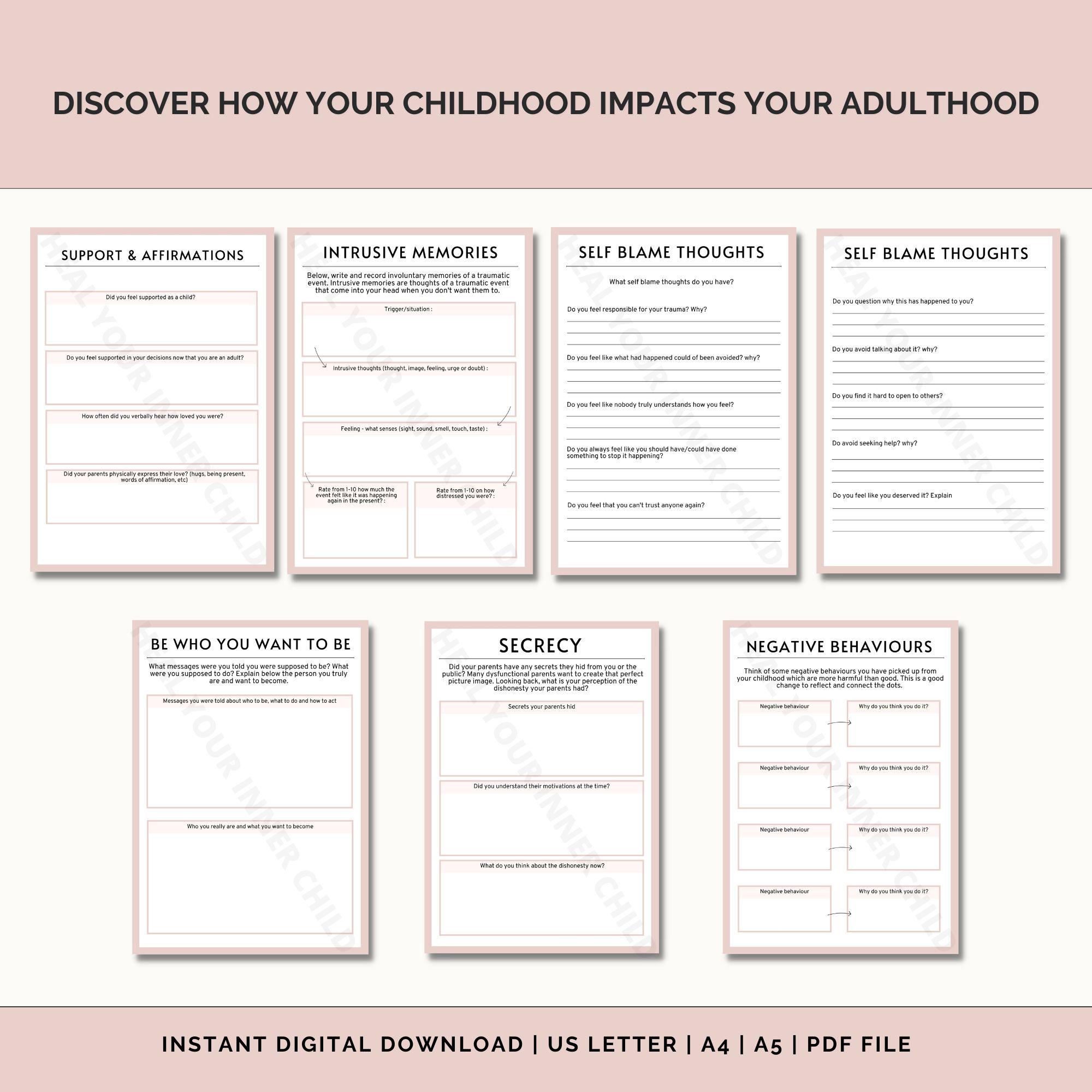 Inner Child Workbook Printable, Inner Child Healing, Therapy Resources