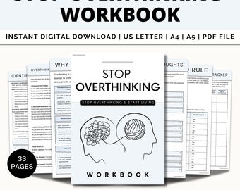 Stop Overthinking Workbook: Anxiety & Stress Relief (Digital Download)
