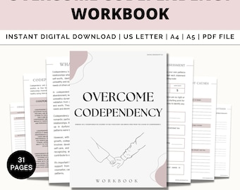 Overcome Codependency Workbook, Codependency Worksheet, Codependency Journal, Boundaries, Breakdown Worksheets, Narcissistic, Therapy, PDF