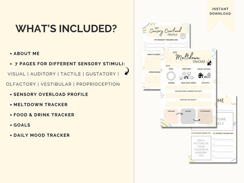 Sensory Profile Sensory Autism Autism Download Sensory Etsy
