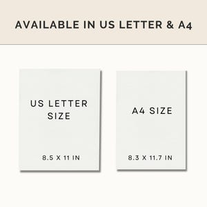 May include: Two white cards with black text showing the standard sizes for US Letter and A4 paper. The US Letter card shows 8.5 x 11 inches. The A4 card shows 8.3 x 11.7 inches.