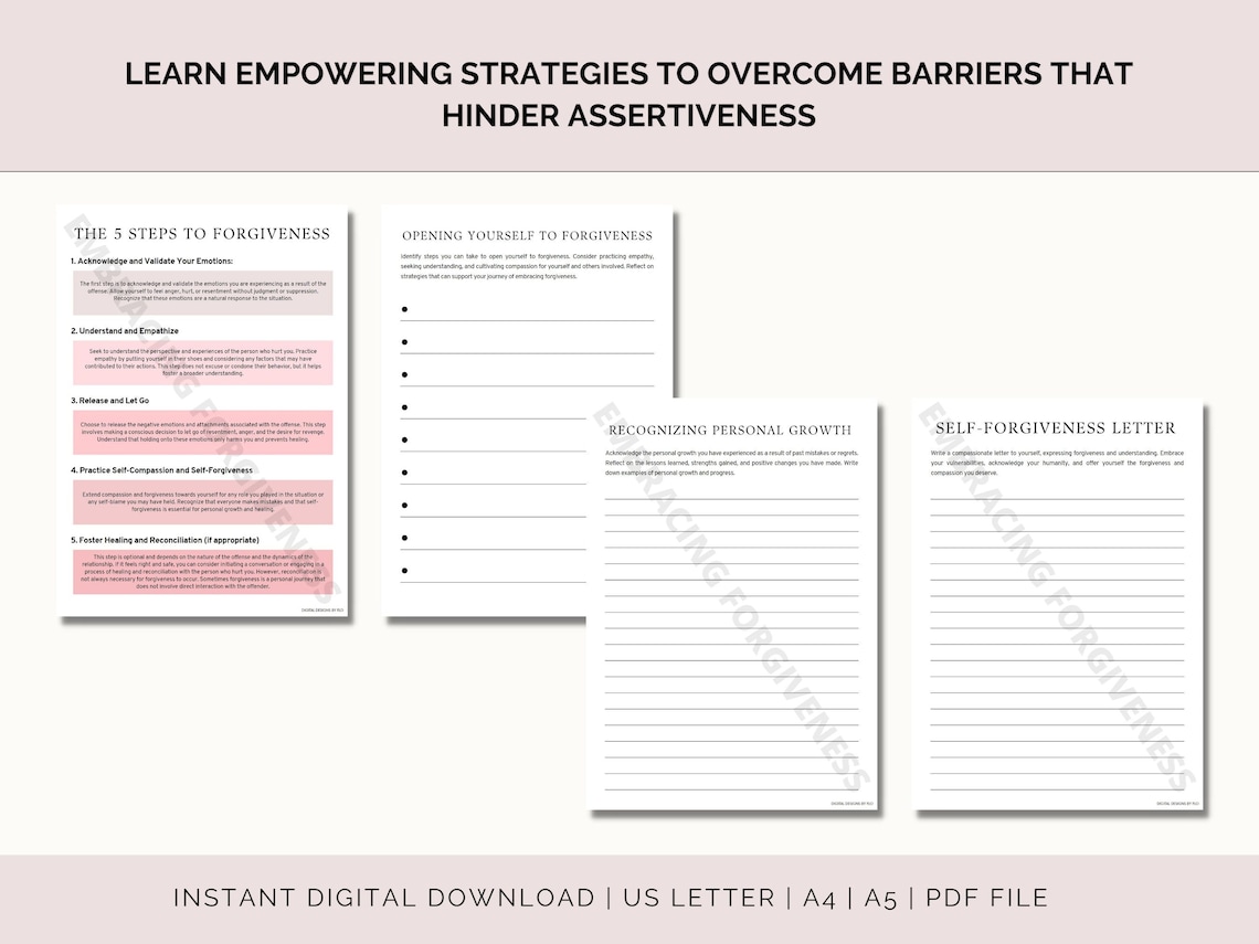 Forgiveness Workbook Printable, Forgiveness Worksheet, Forgiveness ...