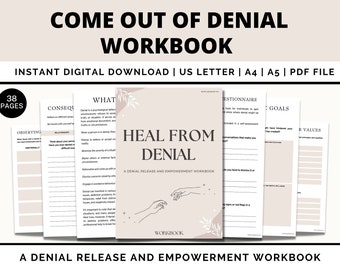 Managing Denial Workbook, Boundaries workbook, Self Help, CBT coping skill, Acceptance Therapy Worksheet, Overcome Shame, Guilt, Self-Esteem