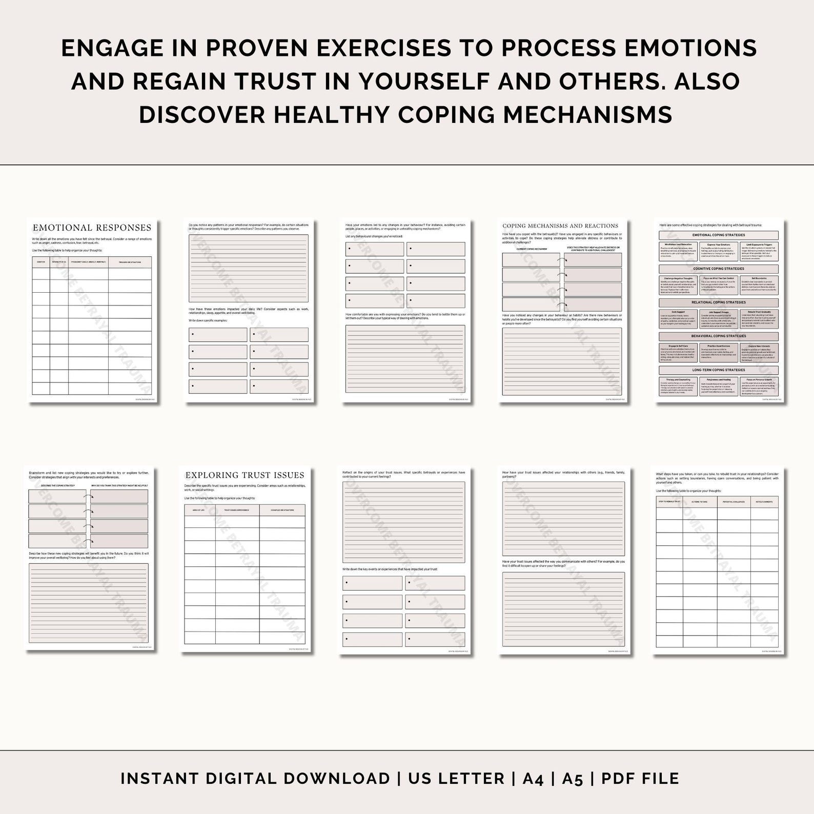 Betrayal Trauma Workbook Printable, Trauma Healing Journal, Therapy ...