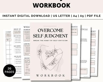 Overcome Self-Judgment Workbook, Self-Compassion Journal, Comparison, Inner Critic Healing, Self-Reflection Worksheets, Personal Growth