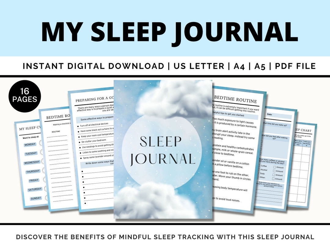 Sleep Journal Printable, Sleep Tracker, Monthly Sleep Log, Sleep Log