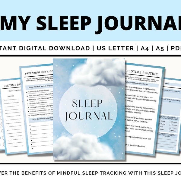 Sleep Journal Printable, Sleep Tracker, Monthly Sleep Log, Sleep Log Chart, Sleep Well Kit, Sleep Routine, Sleep Planner, Sleep Diary, PDF