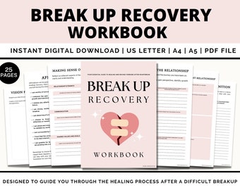 Breakup Processing Journal For Self Care, Breakdown Worksheets, Breakup Journal, Break Up Affirmation, Relationship Therapy Worksheets, PDF