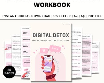 Overcoming Digital Addiction Worksheets, Screen Time Addiction, Addiction Recovery Journal, Addiction Recovery Planner, Digital Detox, PDF