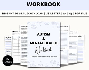 Workbook For Autism and Mental Health, Sensory Journal, Neurodivergent, Autism Worksheets, Autism Awareness, Autism Therapy Journal, PDF,ASD