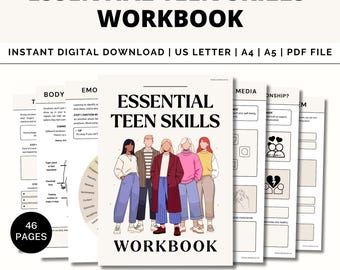 Teen Skills Workbook, Teen Therapy, Healthy Relationships, Emotional Regulation, Confidence, Boundaries, Coping Skills, Therapist Resource
