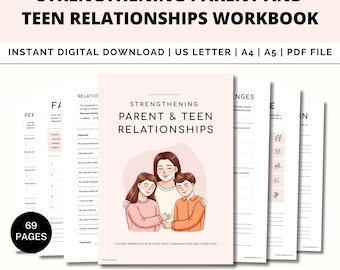 Strengthening Parent & Teen Relationships Workbook, Family Communication Journal, Parenting Resource, Conflict Resolution, Family Therapy