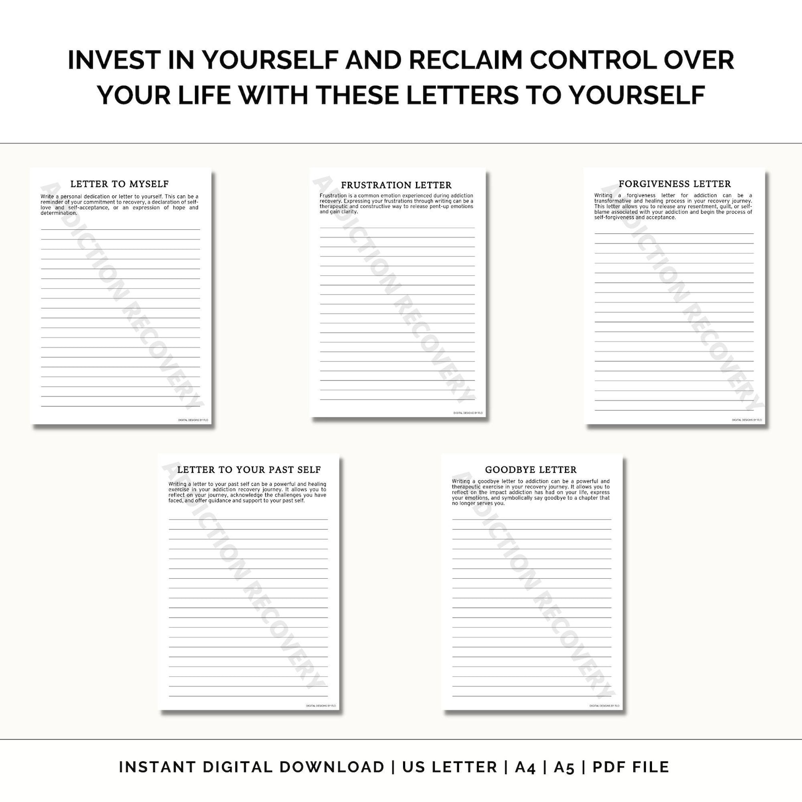 Addiction Recovery Worksheets Printable, Addiction Recovery Journal ...