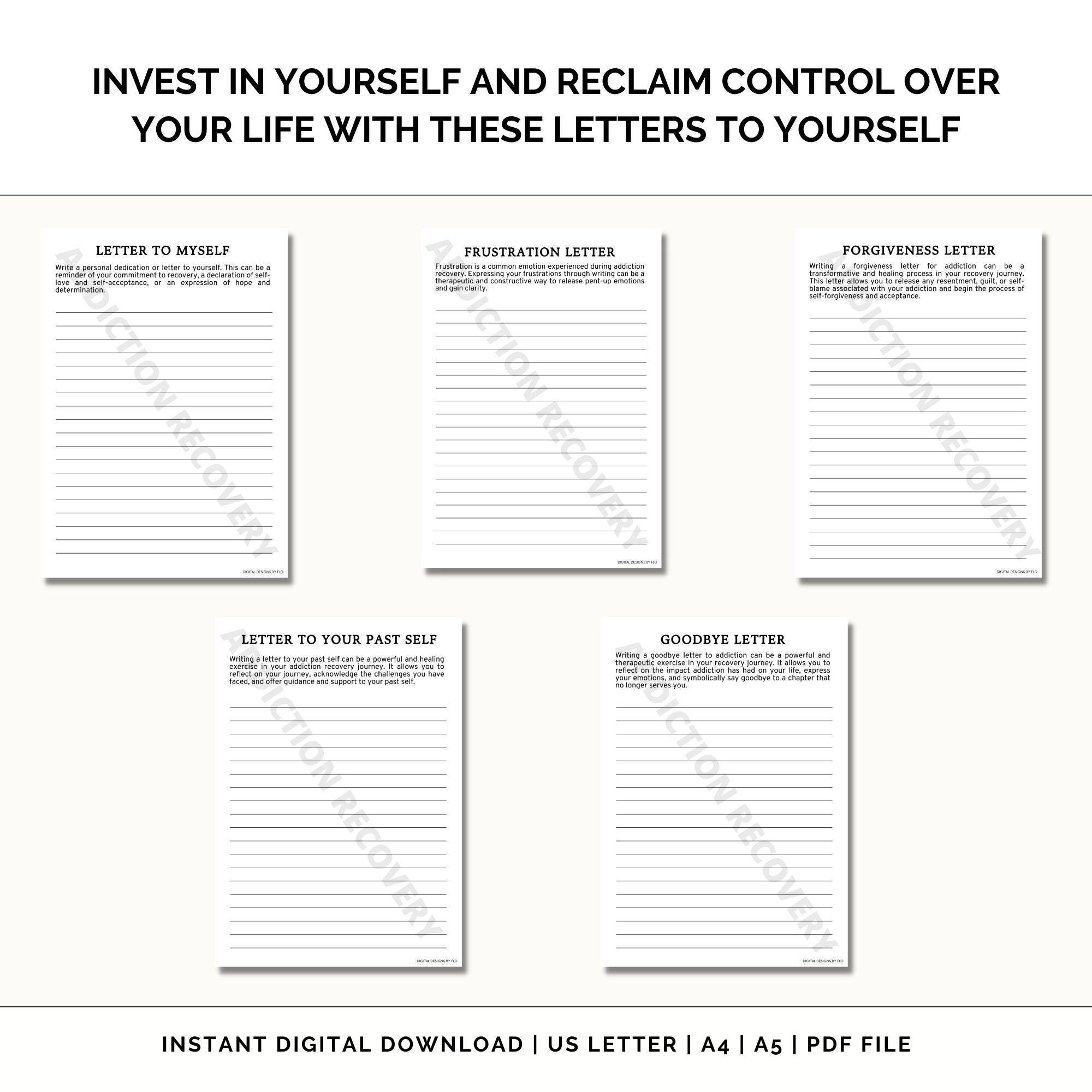 Addiction Recovery Worksheets Printable, Addiction Recovery Journal ...