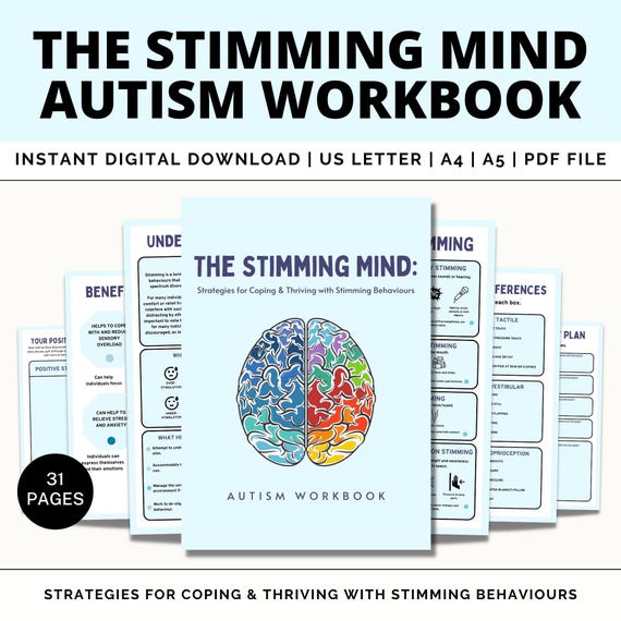 Workbook For Autism, Stimming Worksheets, Autism Journal, Sensory Journal, Autism Resources, Autism Worksheets, Stimming Workbook, ASD, PDF