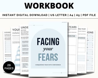 Face Your Fears Workbook, Overcome Anxiety & Build Confidence, Self-Discovery, Personal Growth Journal, Fear Processing, Exposure Therapy