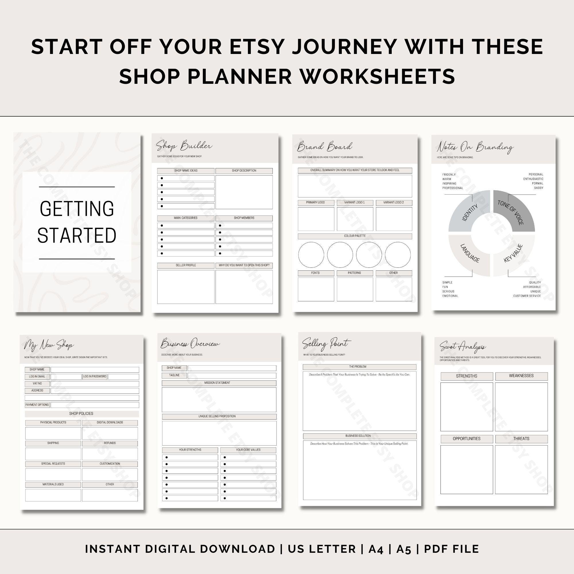 Etsy Shop Planner Printable, Etsy Business Plan, Etsy Seller Planner, Etsy Shop Seller Handbook ...