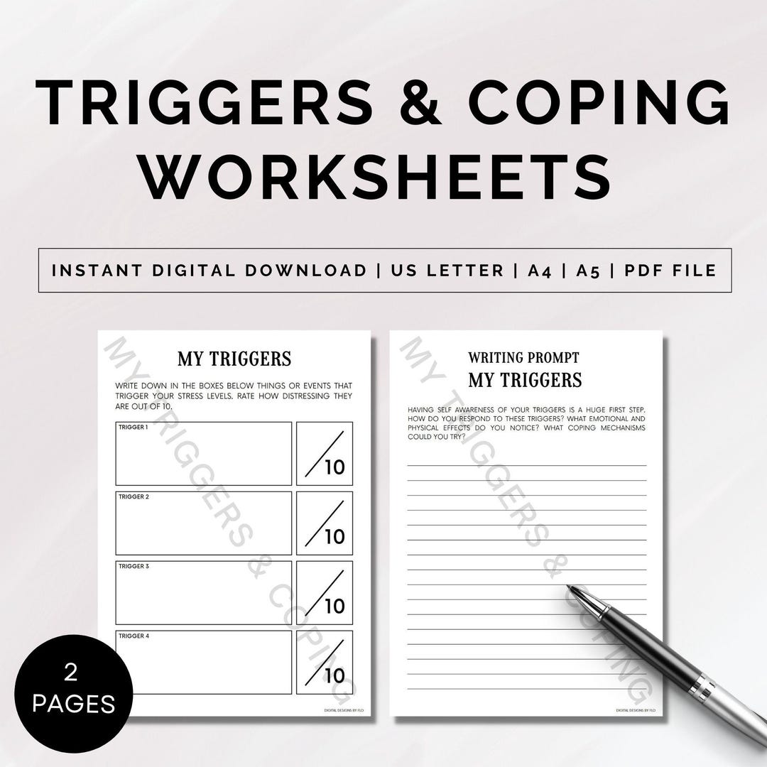 Triggers and Coping Worksheet Printable Trigger Processing Worksheets