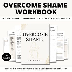 Overcome Shame Workbook Printable, Shame, Guilt, Embarrassment Distinct Emotions, Self-Esteem, Setting Boundaries, Therapy Workbook, PDF
