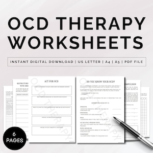 OCD Therapy Worksheets, ERP Self-help strategies, Exposure Therapy, Obsessive Compulsive Disorder, Anxiety Coping Skills, OCD workbook, cbt