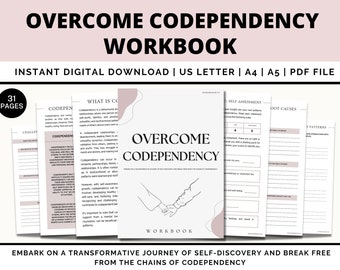 Overcome Codependency Workbook, Codependency Worksheet, Codependency Journal, Boundaries, Breakdown Worksheets, Narcissistic, Therapy, PDF