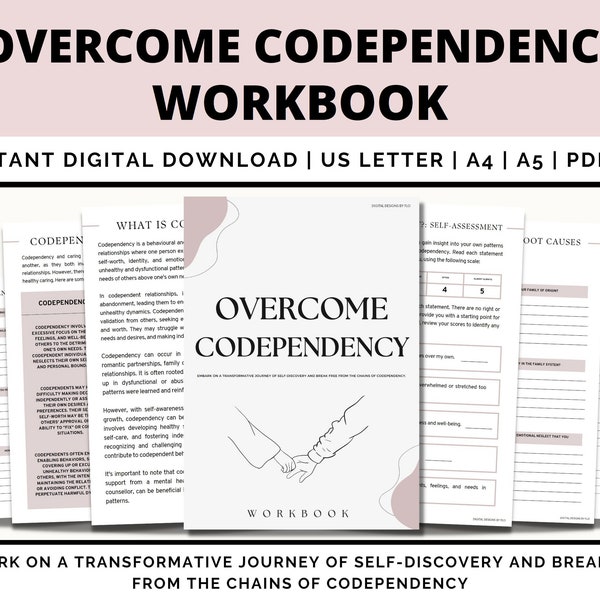 Overcome Codependency Workbook, Codependency Worksheet, Codependency Journal, Boundaries, Breakdown Worksheets, Narcissistic, Therapy, PDF