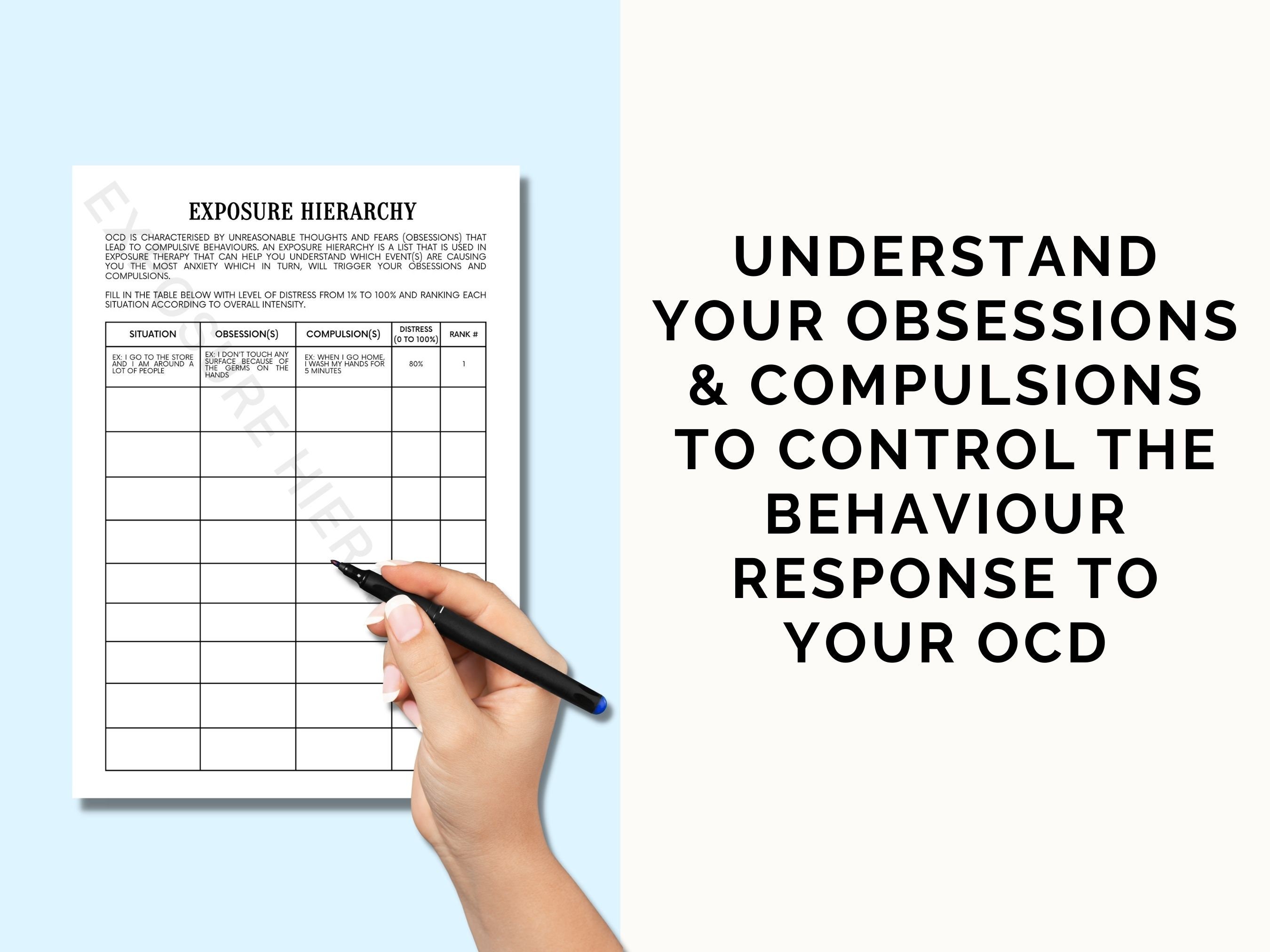 ERP Worksheets OCD Worksheets OCD Workbook Exposure Therapy ERP Worksheets OCD Worksheets OCD Workbook Exposure Therapy