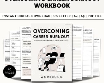 Burnout Workbook, Stress Management, Employment Burnout, Self Compassion Toolkit, Burnout Recovery, Coping Strategies, Fatigue, Career, PDF