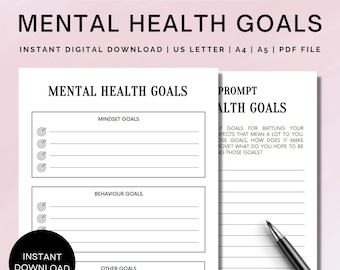 Mental Health Goal Setting, Goal Setting Worksheet, Goal Planner, Goal Setting Teens, Mental Health Worksheets, Therapy Journal, CBT Therapy