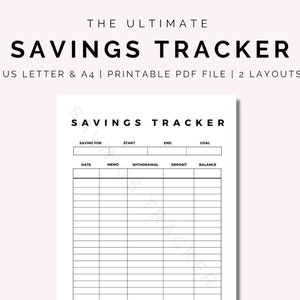 Savings Tracker Printable, Saving Funds, Finance Planner, Budget ...