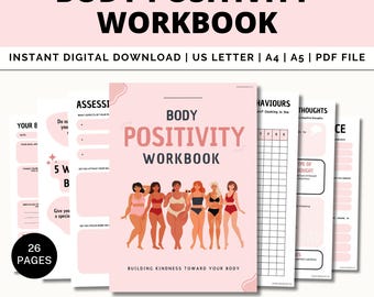 Body Positivity Workbook, Self-Esteem Journal & Self-Image Improvement Guide, Body Dysmorphia, Feminization, Eat Disorder, CBT, Self-Love