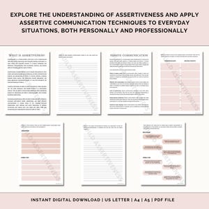 K&ouml;nnte beinhalten: Ein druckbares Arbeitsblatt mit dem Titel "Erforschen Sie das Verst&auml;ndnis von Selbstbehauptung und wenden Sie Techniken der selbstbewussten Kommunikation in allt&auml;glichen Situationen an, sowohl pers&ouml;nlich als auch beruflich". Das Arbeitsblatt enth&auml;lt Abschnitte dar&uuml;ber, was Selbstbehauptung ist, passive Kommunikation und selbstbewusste Kommunikation.