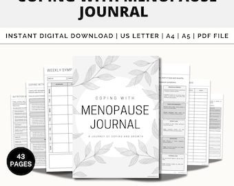 Menopause Journal Printable, Self Care Planner, Perimenopause, Menopause Reset, Symptom Tracker, Women&#39;s Health, Nutrition, Stress, Anxiety