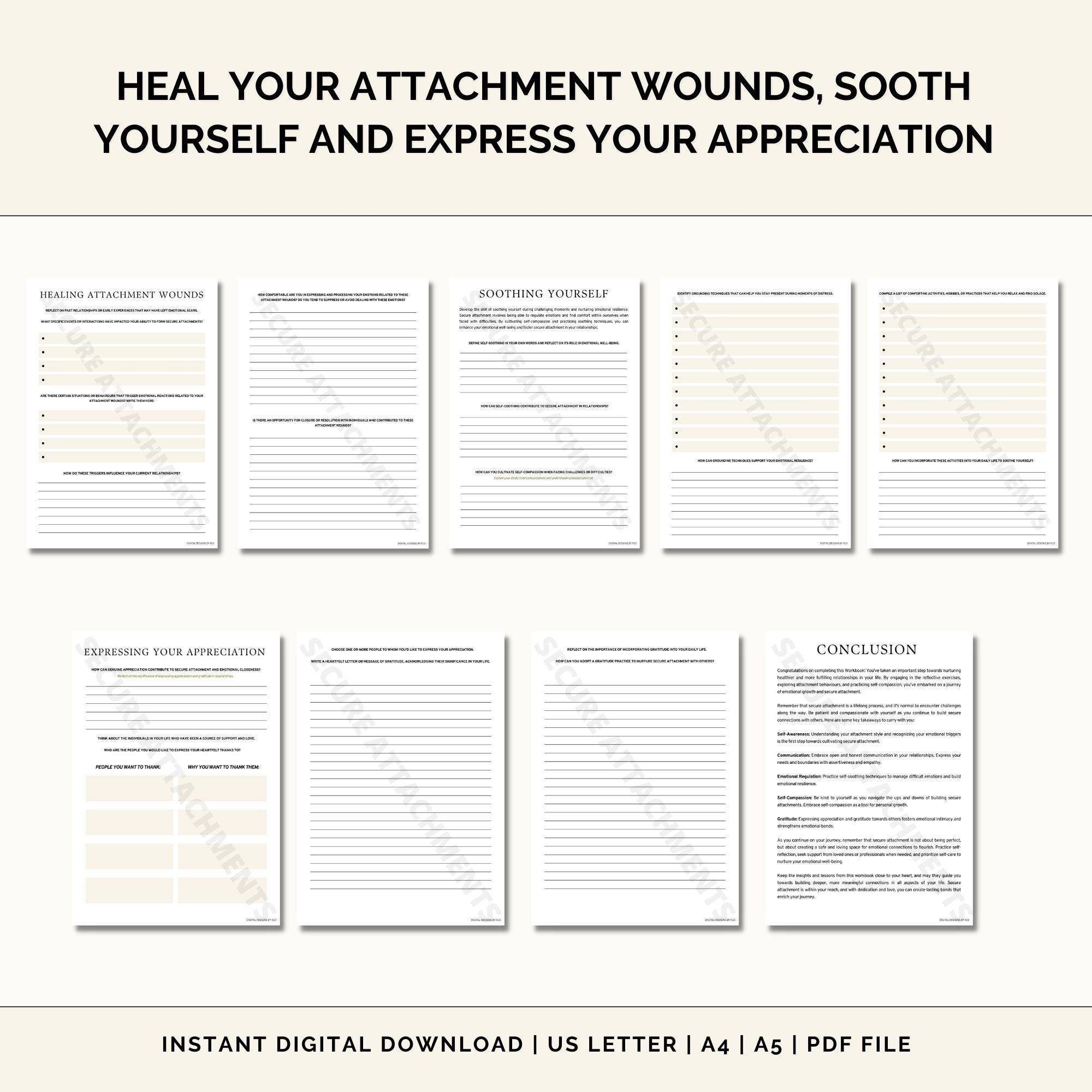 Attachment Theory Therapy Workbook, Soothe Your Attachment Wounds, Self ...