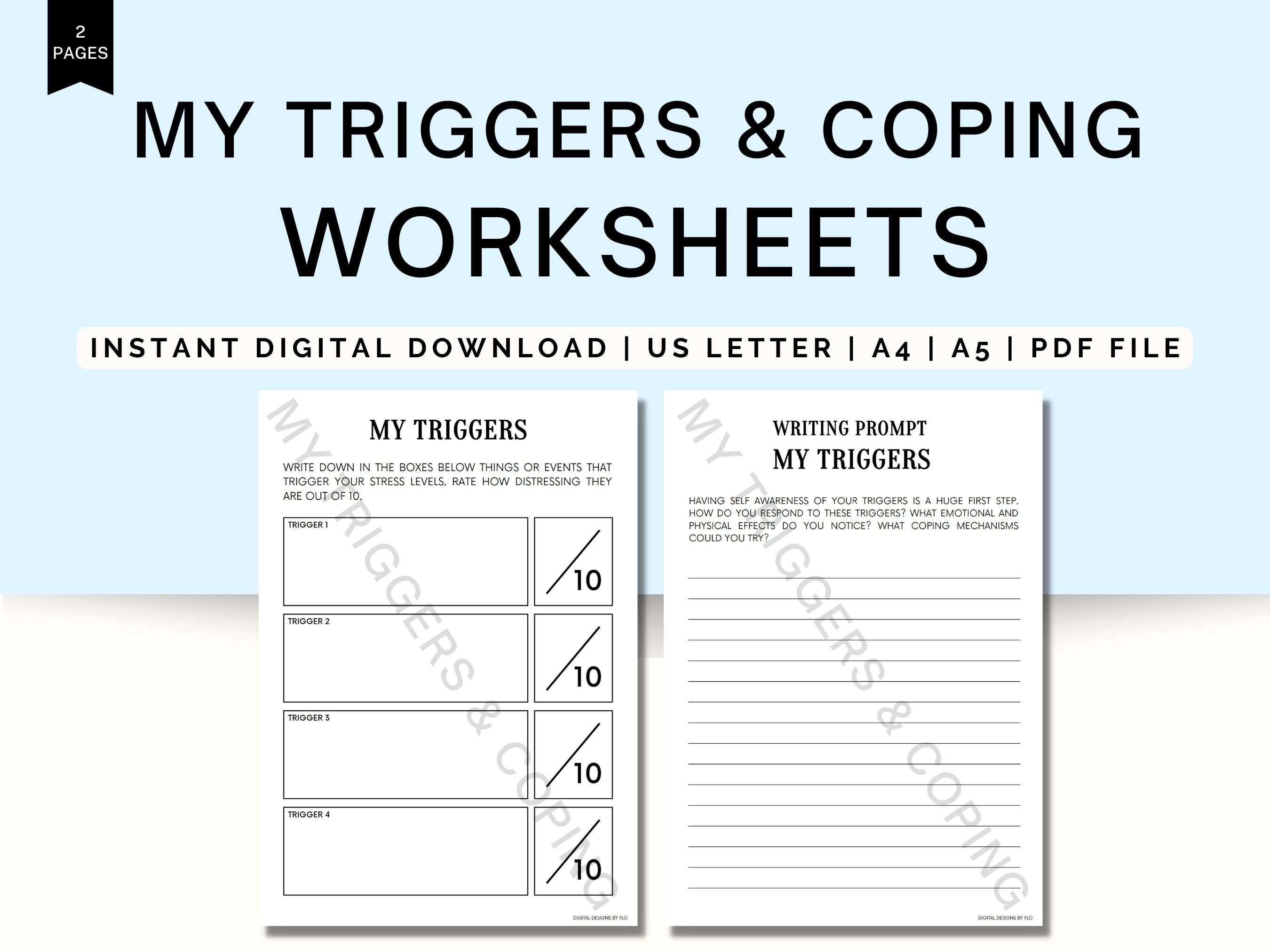 Triggers and Coping Worksheet Printable Trigger Processing Worksheets