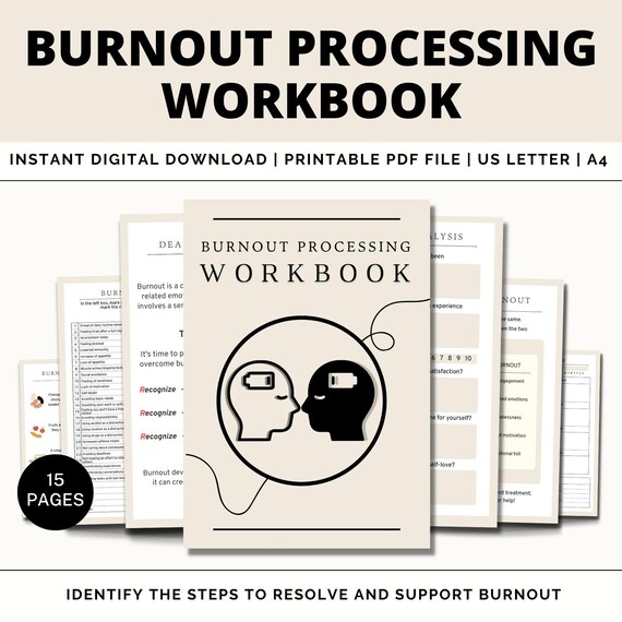 Burnout Journal Printable, Burnout Workbook, Stress Management, Burnout Recovery, Therapy Journal, Stress Journal, Anxiety Relief, PDF,
