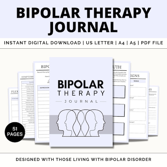 Bipolar Journal Printable, Bipolar Mood Tracker, Bipolar Disorder, Anxiety, Bipolar Awareness, Manic, Depressive, Mental Health, PDF
