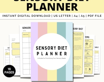 Sensory Diet Planner For Autism, ADHD, Sensory Processing Disorder, Sensory Journal, Occupational Therapy, Autism Printable, Sensory Profile