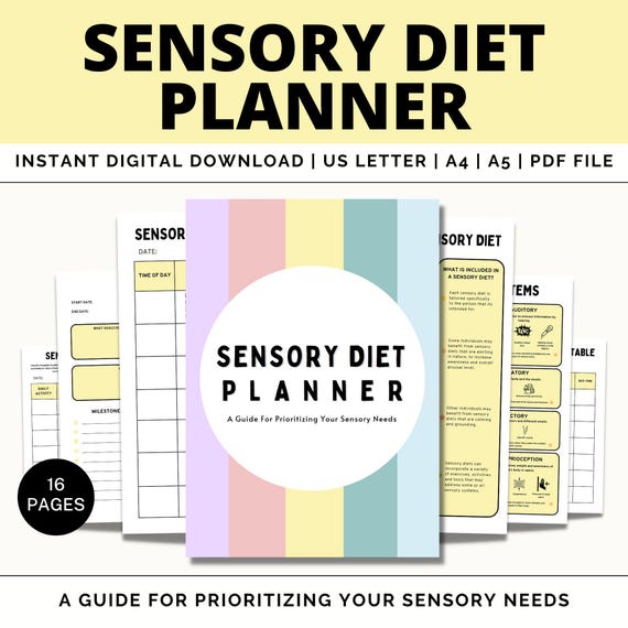 Sensory Diet Planner For Autism, ADHD, Sensory Processing Disorder, Sensory Journal, Occupational Therapy, Autism Printable, Sensory Profile