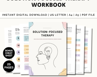Solution-Focused Therapy (SFBT) Workbook, SFBT worksheets, SFBT Questions, Guided Self-Help Journal, Goal Setting & Positive Change