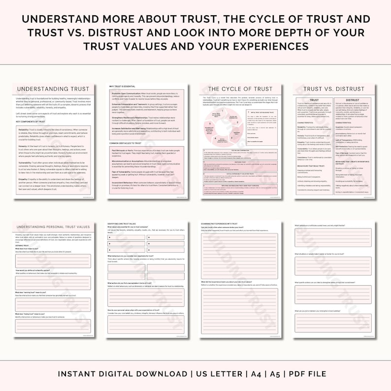 Building Trust Workbook, Relationship & Personal Growth Journal, Self ...