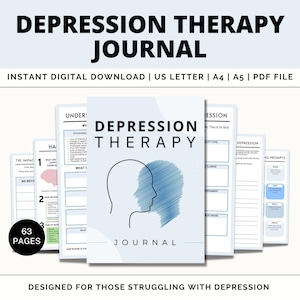 Depression Journal For Mental Health, Mental Health Workbook, CBT Worksheets, Depression Therapy Planner, Therapy Worksheet, Mental Health