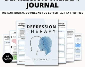 Depression Journal für psychische Gesundheit, Arbeitsbuch für psychische Gesundheit, CBT Arbeitsblätter, Depressionstherapie-Planer, Therapie Arbeitsblatt, psychische Gesundheit
