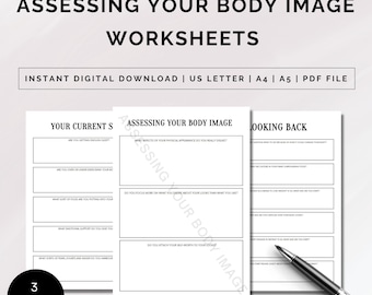 Body Image Worksheets, Body Positivity Workbook, Therapy Worksheet, Confidence Worksheet, Assess Your Body Image, Mental Health, PDF